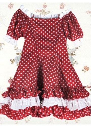 Sweet Scoop Short Sleeves Ruffle Cotton Lolita Dress