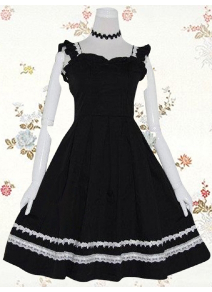Classic Cotton Sweetheart Sleeveless Lace Ruffles Classic Lolita Dress