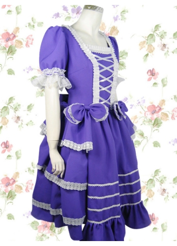 Cotton Square-collar Short Sleeve Knee-length Gothic Lolita Costume
