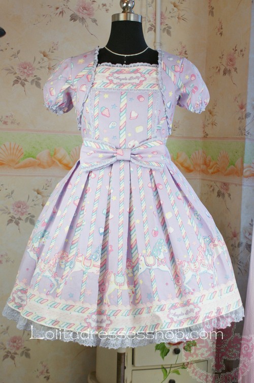 Lavender Cotton Short Sleeves Sugary Carnival Lolita Dress
