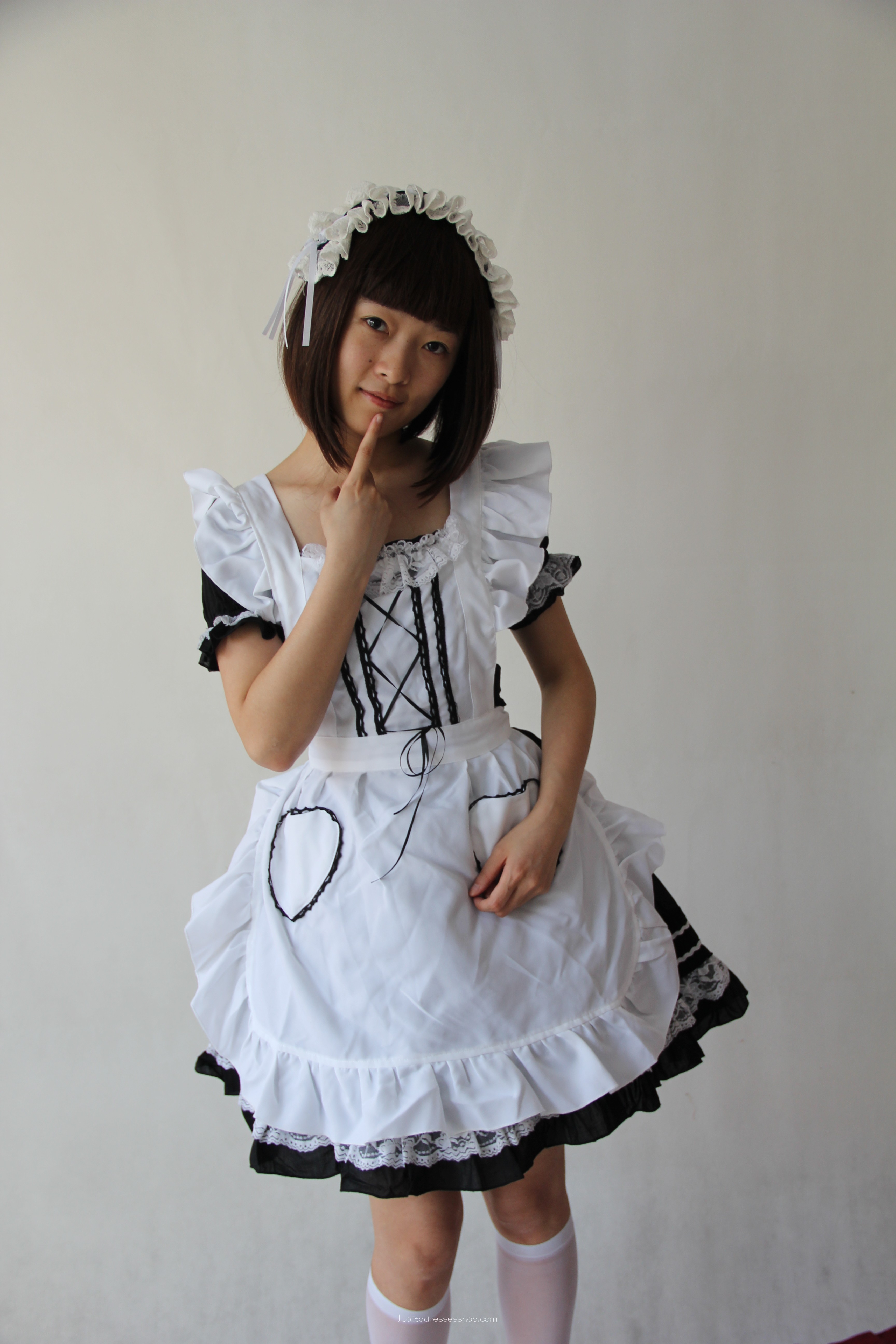 Cheap White Black Maid Lolita Dress