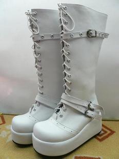 White Heel Platform PU Lolita Boots With Bows