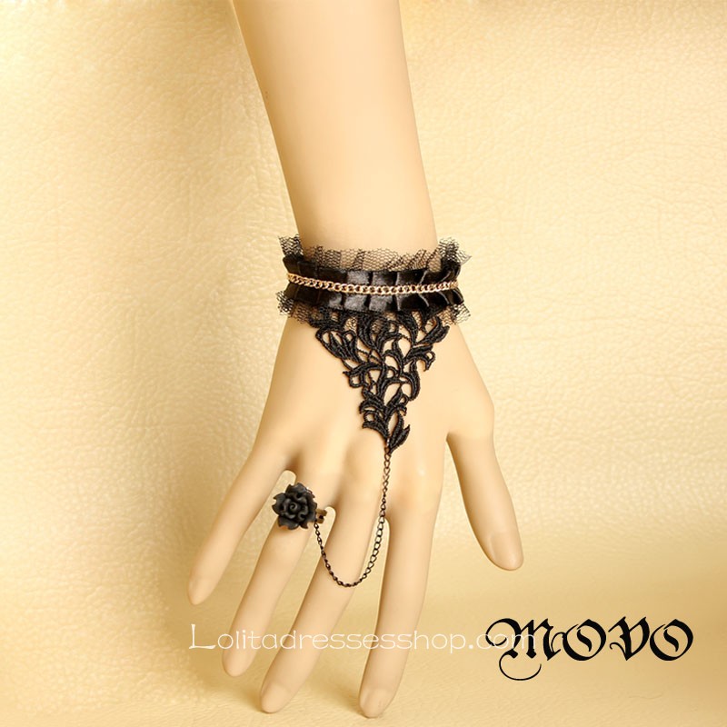 Black Lace Gothic Lolita Bracelet