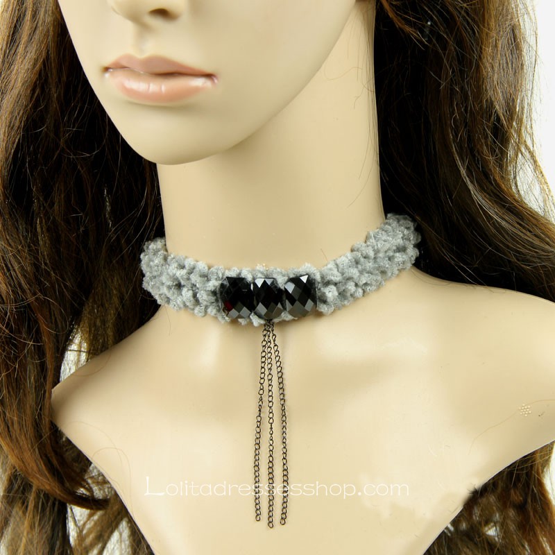 Gray Nightclub Sexy Tassel Short Necklace