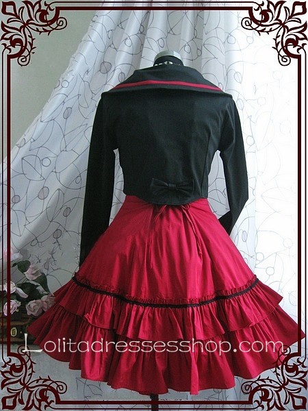Red College Wind Slim Bow Princess Dress