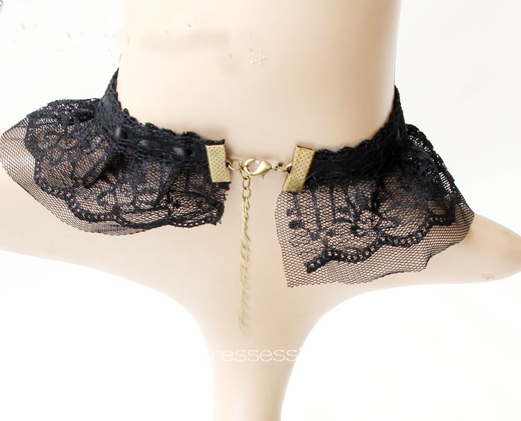 Lolita Black Lace Bow Fashion Gemstone Necklace