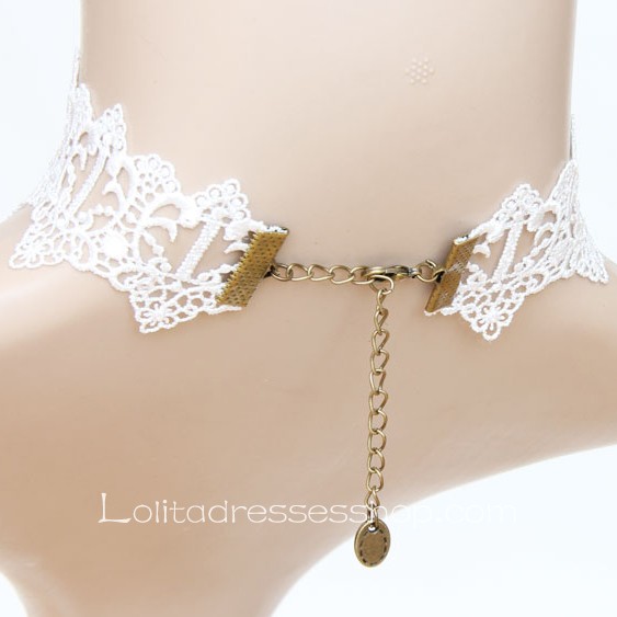 Lolita Fashion Sweet White Lace Bridal Party Flower Necklace