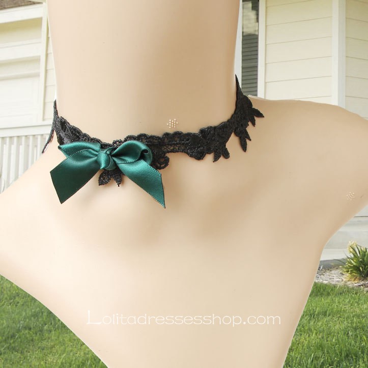 Lolita Black All-match Lace Bow Short Necklace