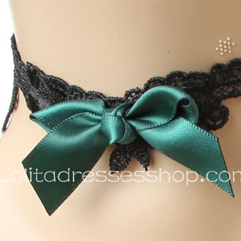 Lolita Black All-match Lace Bow Short Necklace