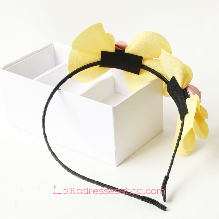 Lolita Headdress Yellow Flowers Bow Headband