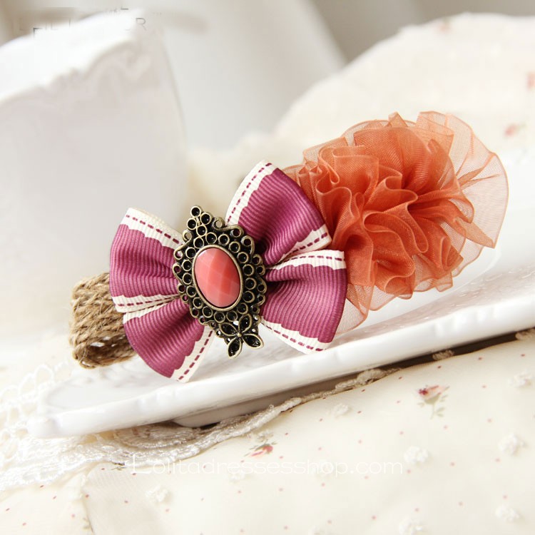 Lolita Headdress Princess Pink Purple Bow Barrette