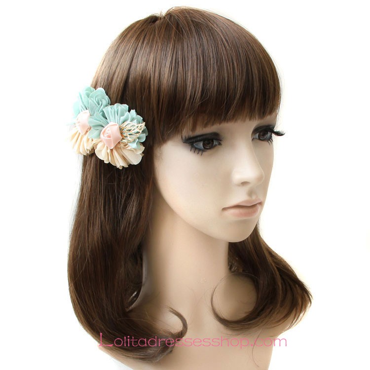 Lolita Headdress Chiffon Small Fresh Rose Barrette