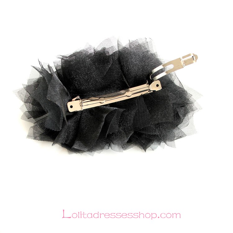 Lolita Headdress Black Lace Bow Fashion Barrette