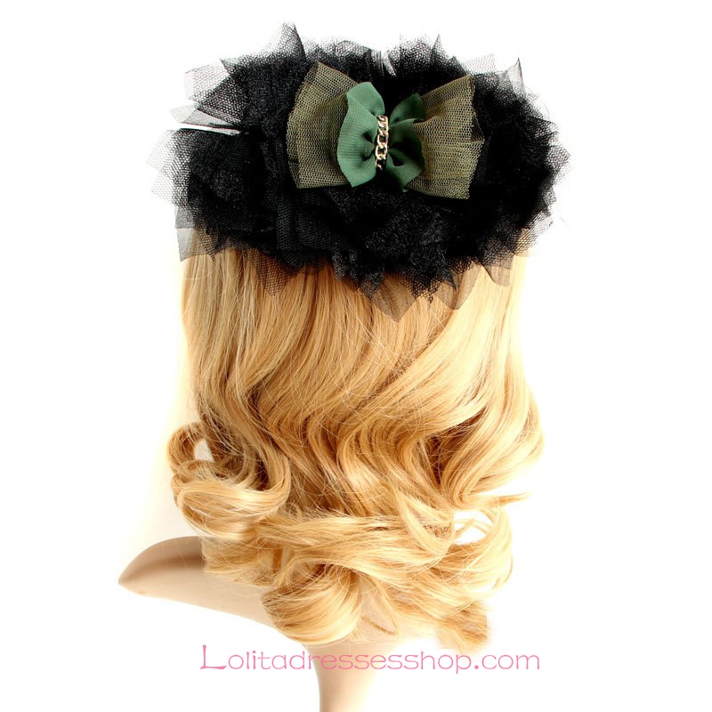 Lolita Headdress Black Lace Bow Fashion Barrette