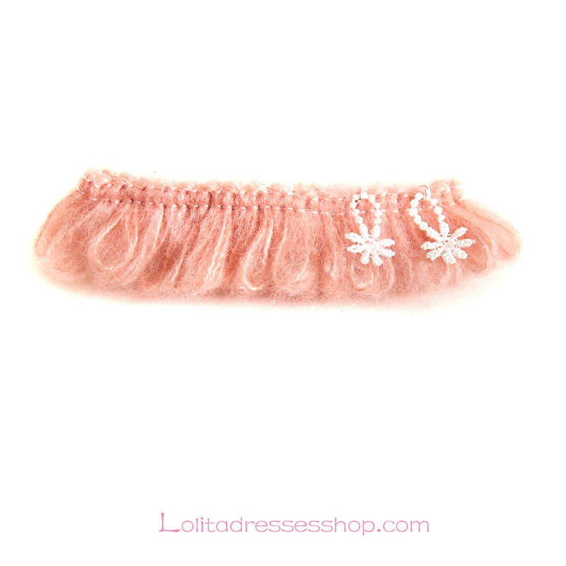Lolita Headdress Sweet Pink Lady Wool Barrette