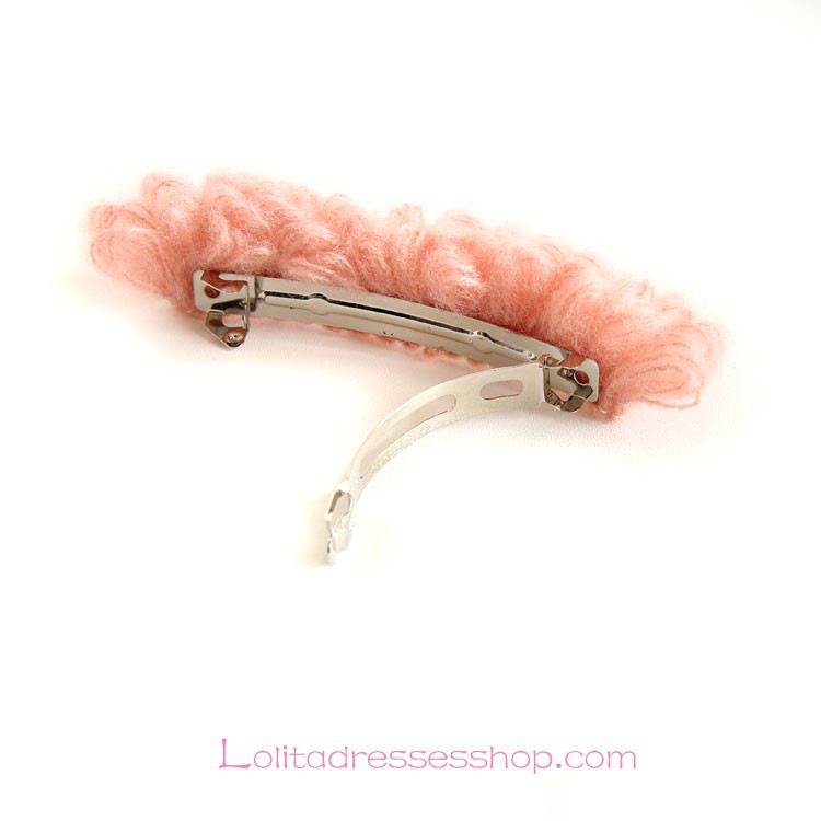 Lolita Headdress Sweet Pink Lady Wool Barrette