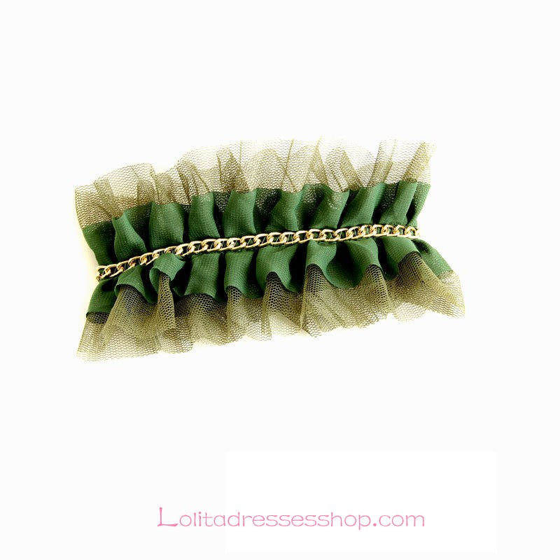 Lolita Headdress Dark Green Lace Retro Barrette