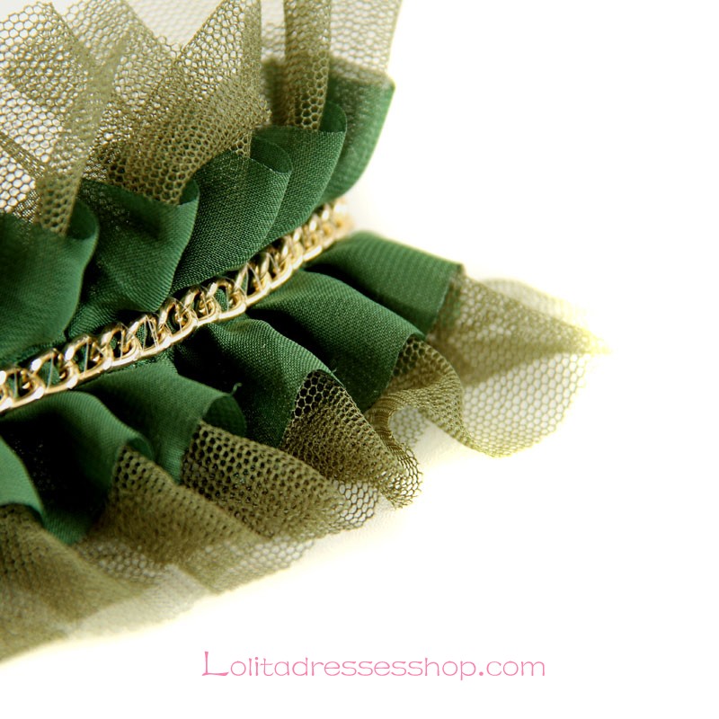 Lolita Headdress Dark Green Lace Retro Barrette