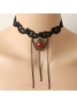 Lolita Retro Gem Tassel Lace Necklace