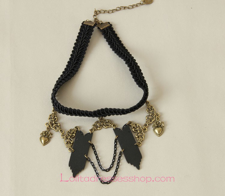 Lolita Punk Rock Black Heart-shaped Pattern Necklace