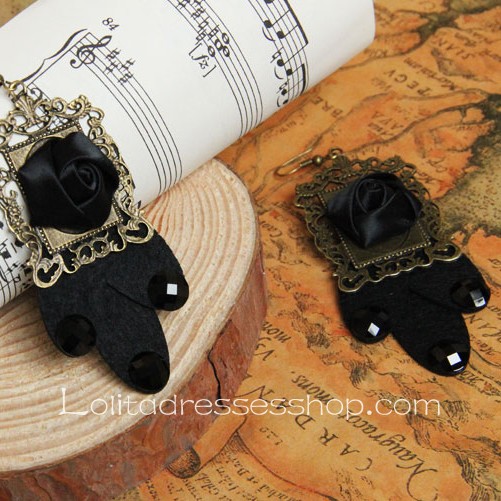 Lolita Gothic Style Black-Rose Retro Handmade Fashion Earring
