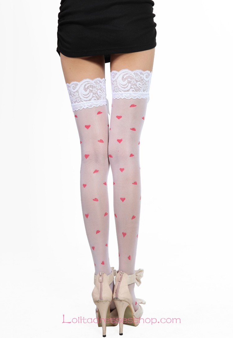 Personality Lace Hem Sweetheart Pattern Kawaii Lolita Knee Stockings