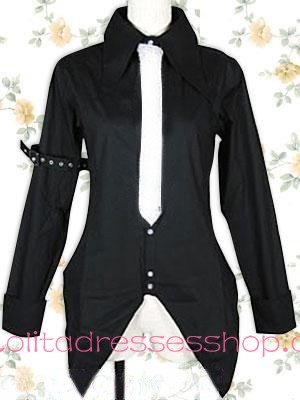 Black and White Tie Long Sleeve Fashion Lolita Blouse