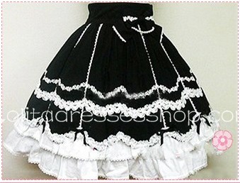 Lovely White Lace Black Gorgeous royal princess Lolit Skirt