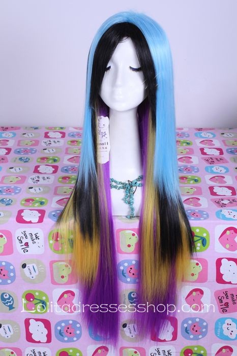 Multicolor Gradient Straight Modern Girl Lolita Cute Cosplay Wig
