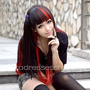 Black and Red Mixed Color Punk Lolita Cute Cosplay Wig