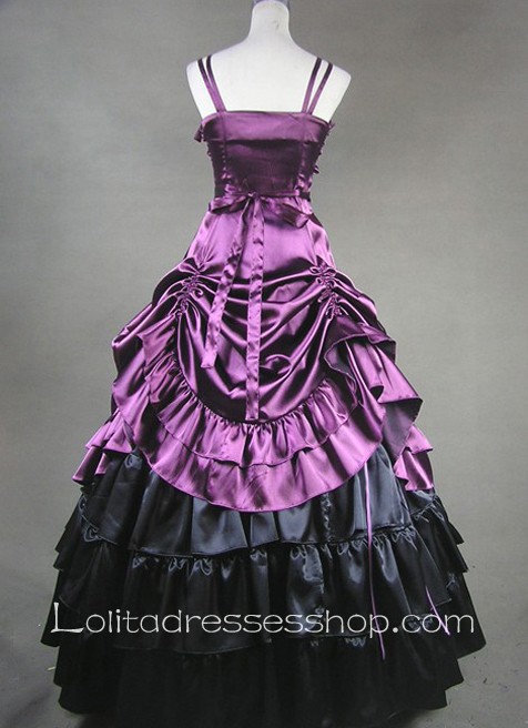 Rayol Purple Satin Straps Gothic Victorian Lolita Dress