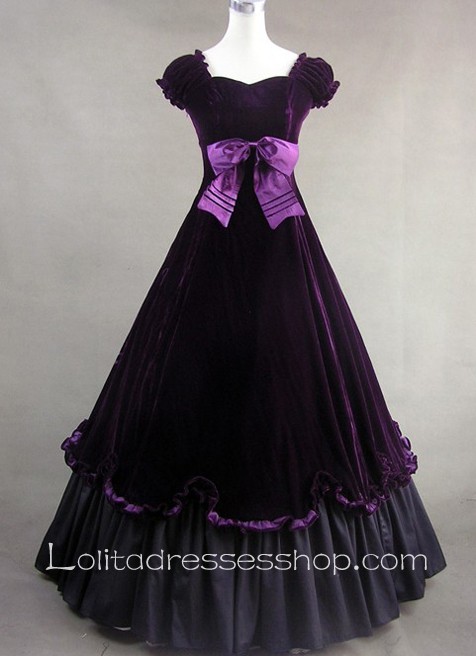 Luxuriant Deep Purple Bowknot Gothic Victorian Lolita Dress