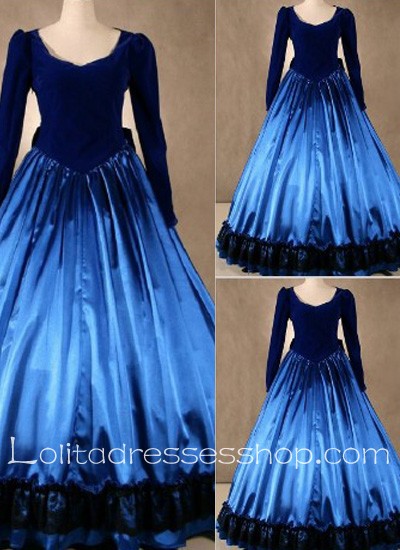 Gothic Victorian Royal Blue Noble Simple Fashion Lolita Dress