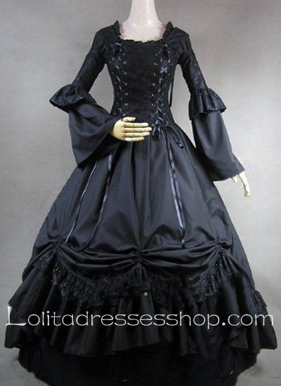 Gothic Victorian Lace Decoration Black Ball Gown Lolita Dress