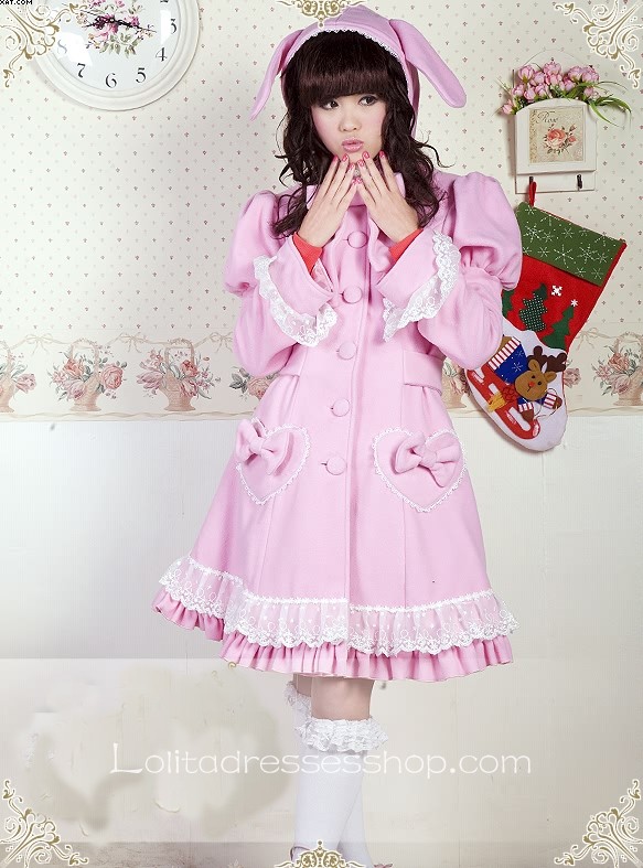 Lovely Princess Bowtie Lace Fashion Wild Pink Lolita Coat