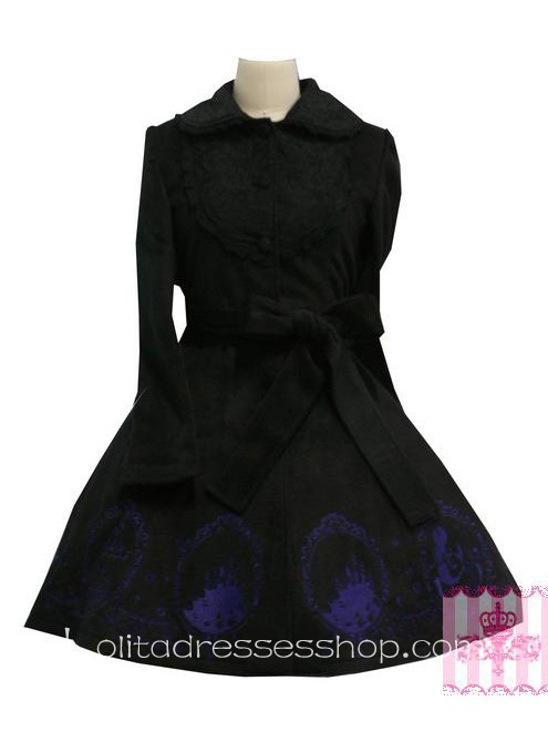 Lovely Embroidery Lace Decoration Black Princess Lolita Coat