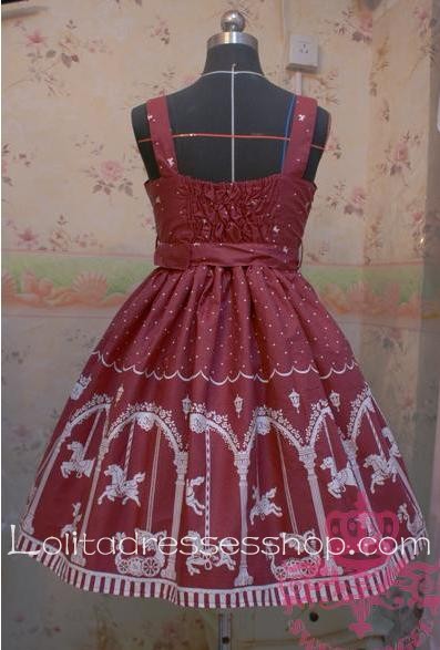 Lolita Floral Red Wine Cotton Sleeveless Ruffles Bow Sweet Dress