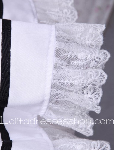 Black Collar White Lace Trim Square Neck Sailor Lolita Dress