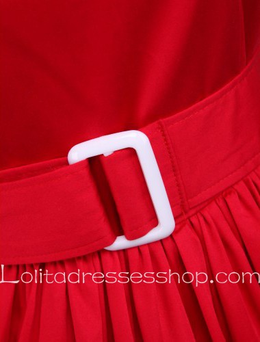 Red Cotton Belt School Sleeveless Sailor Lolita Dress