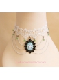 Sweet White Lace Knit Crystal Lolita Necklace