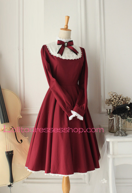 Castle Girl Wine Red Vintage Classic Lolita Dress