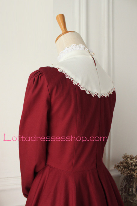 Castle Girl Wine Red Vintage Classic Lolita Dress