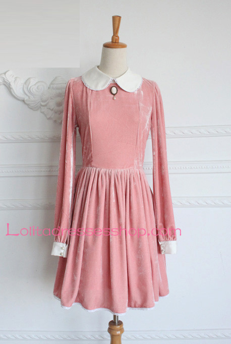 Cheap Painting Girl Vintage Velvet Round Neck Classic Lolita Dress ...