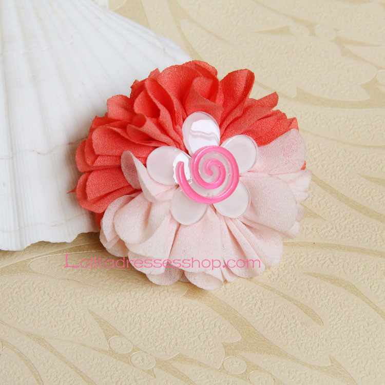 Lolita Headdress Light Pink and Red Sweet Sunflower Hair Rope