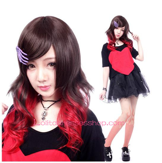 Lolita Black and Red Gradient Maid Cute Cosplay Wig
