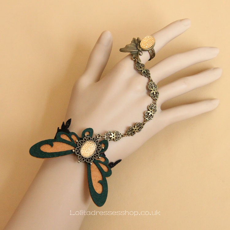 Lolita Vintage Black Lace Gemstone Bracelet