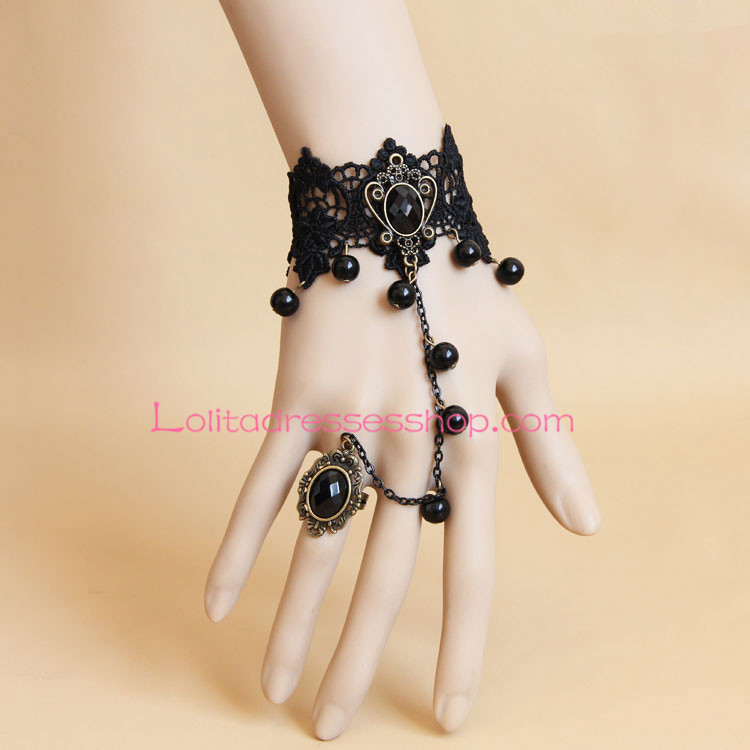 Black Pearl Lace Lolita Bracelet