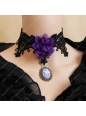 Black Lace Flowers Carving Lolita Necklace