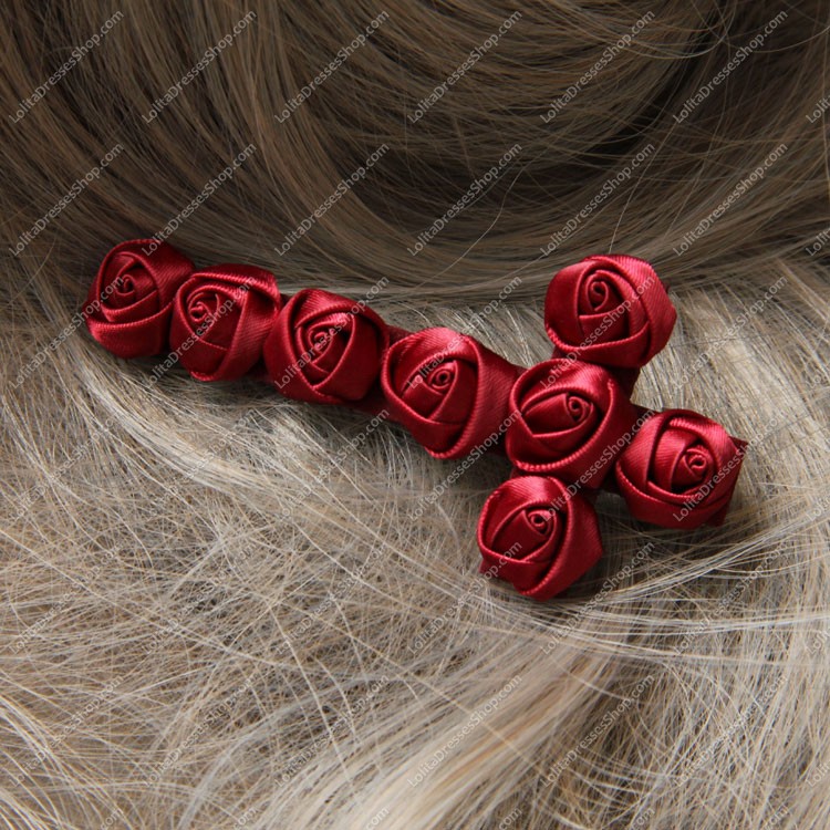 Vintage Red Rose Cross Lolita Headdress Barrette