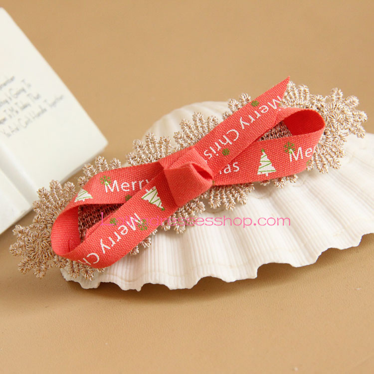 Christmas Lace Bow Lolita Headdress Barrette